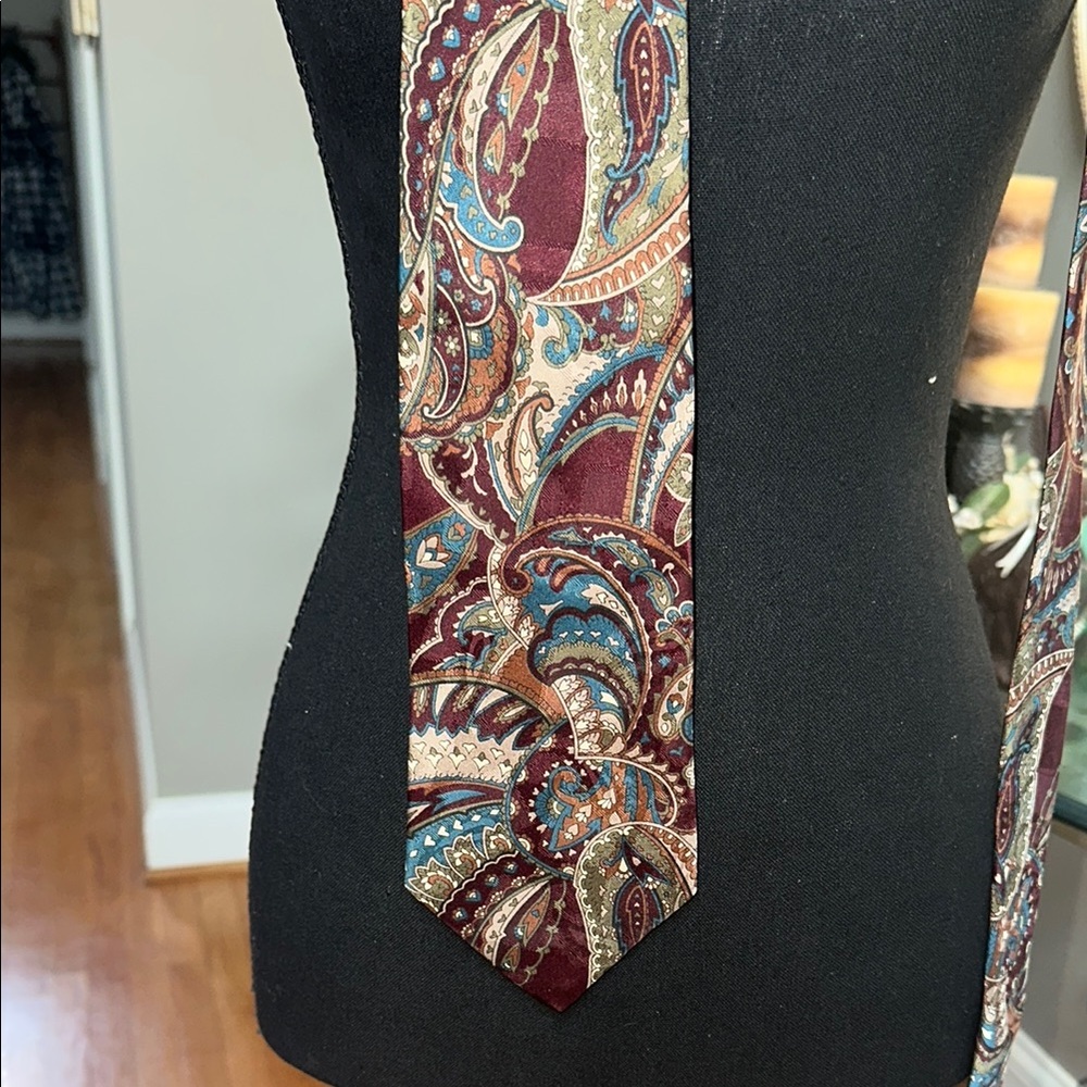 Paisley Silk Tie in Burgundy and Blue